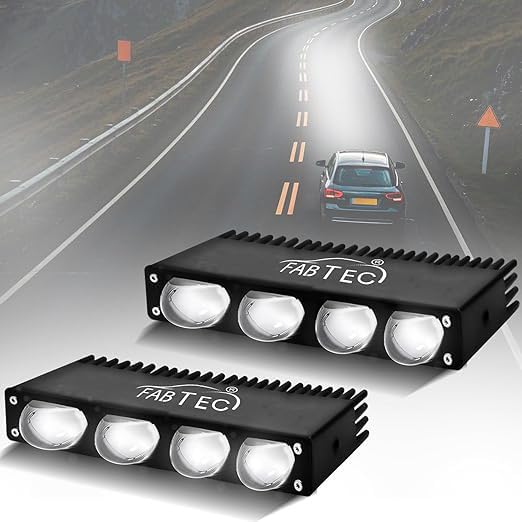 FABTEC T1 Hidden Drive 4 Led 120W Bumper Projector Fog Lights, Super Bright 15000LM White + Yellow Dual Beam + Flasher Spot Beam Fog Lights for Cars (Set of 2)-image-35