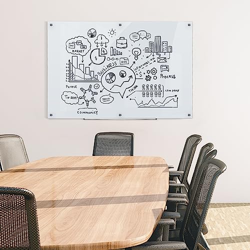 Image of Amazon Basics Glass Dry-Erase Board, Magnetic Frameless Whiteboard, Easy to Install, 72 inch x 48 inch, White
