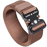 FAIRWIN Tactical Belt, Military Style Webbing Riggers Web Gun Belt with Heavy-Duty Quick-Release Metal Buckle (Black) (Coffee, M 36"-42")