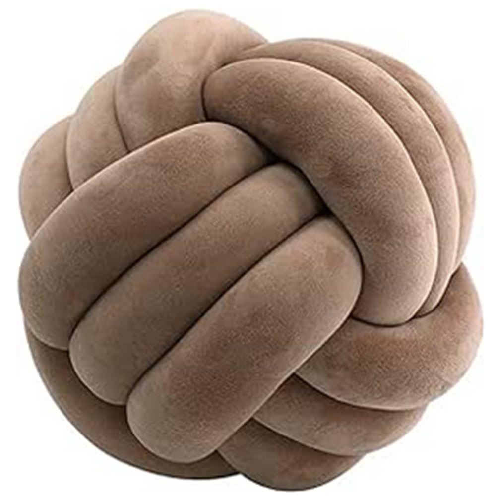 OUKEYI 25 cm Soft Knot Ball Pillows, Round Throw Pillows, Children Room Decoration Plush Pillow,Decoration Cushion Pillows for Home, Bedroom Sofa, Bed, Floor (coffee)