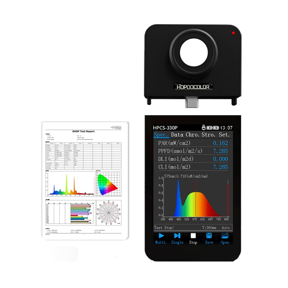 Hopoocolor HPCS-330P Spectrometer PPFD Meter PAR Quantum Meter Wireless Bluetooth Connection