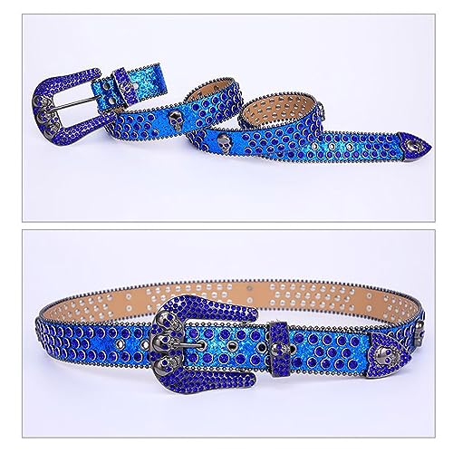 Head Skull Buckle Belts Women Pu-leather Strap Rhinestone Buckle Belts Western Cowboy Girls Fashion Belt For Jeans2