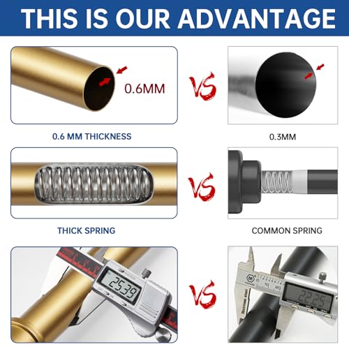 Image of BRIOFOX Industrial Shower Curtain Rod - 2-in-1 Design Tension Curtain Rod - Rustproof Non-Slip 43 to 72 Inch Metal Steel, Frosted Gold Painted Window Curtain Rod