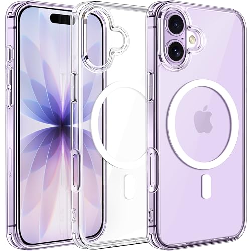 ivoler Magnetic Case for iPhone 17 6.3'' [Compatible with Magsafe] [ 15FT Military Grade Protection] Magnetic Charger Case Bumper, Frosted Translucent Back for iPhone 17 Cover - Clear
