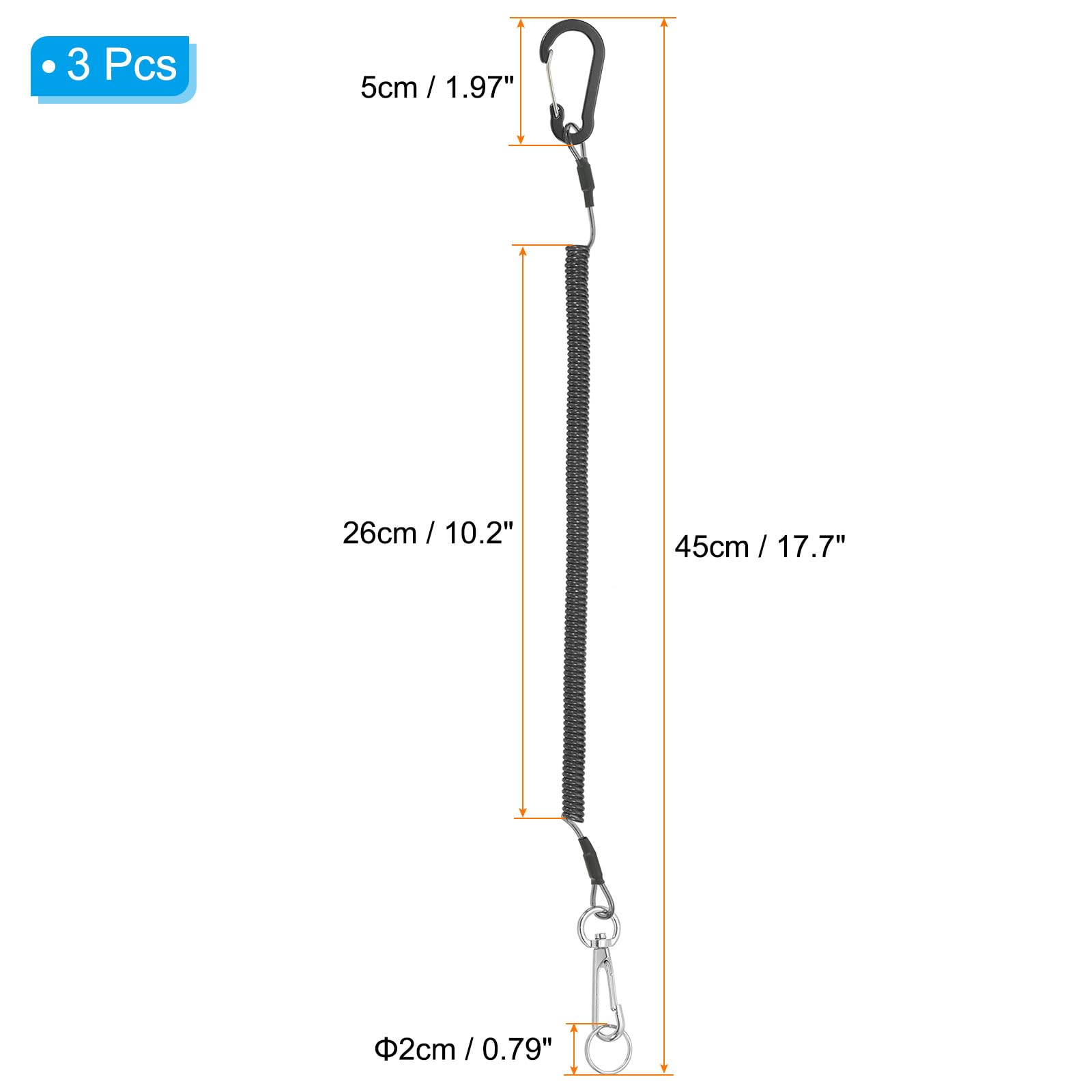 PATIKIL 3pcs Retractable Spring Coil Straps - Image 2