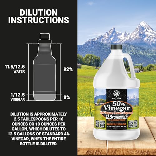 Image of Calyptus 50% Pure Concentrated Vinegar | Maximum-Performance (12.5X) Power | Technical Grade | Dilutes Easily to 5% Acidity (1.5 Cups per Gallon) | Home and Outdoor Cleaning Concentrate | 4 Gallon