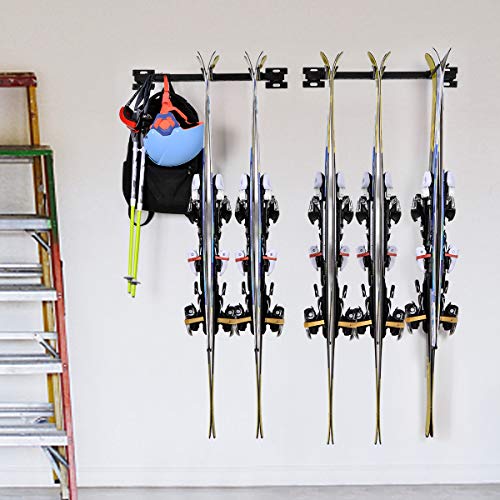 Sunix Ski Storage Rack, Snowboard Wall Rack for Home& Garage Organization Mount Hold up 10 Pairs, 2 Pack - Thumbnail 2