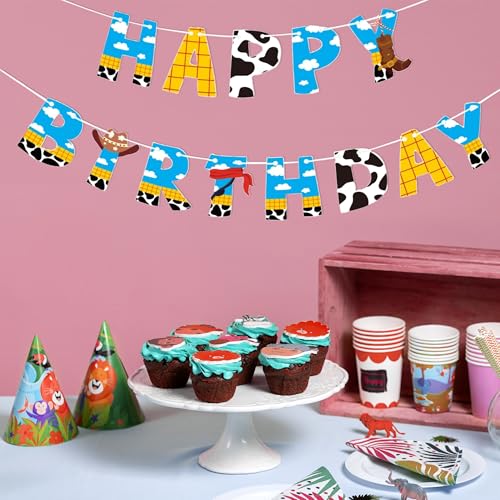 Image of Toy‑Inspired inchHappy Birthday inch Game Story Banner - Cute Cartoon‑Theme Party Decoration Supplies for Kids & Adults