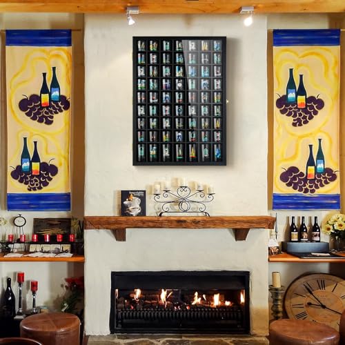 Image of TJ.MOREE Shot Glass Display Case 63 Slots Glass Display Holder Wall Mounted | Fits Standard Size Shot Glasses and Goblet Shot Cups