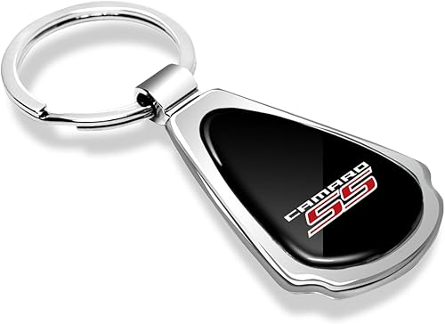 Miniatura 2 de iPick Image Black Dome Metal Teardrop Logo Key Chain Official Licensed for Chevrolet Camaro SS