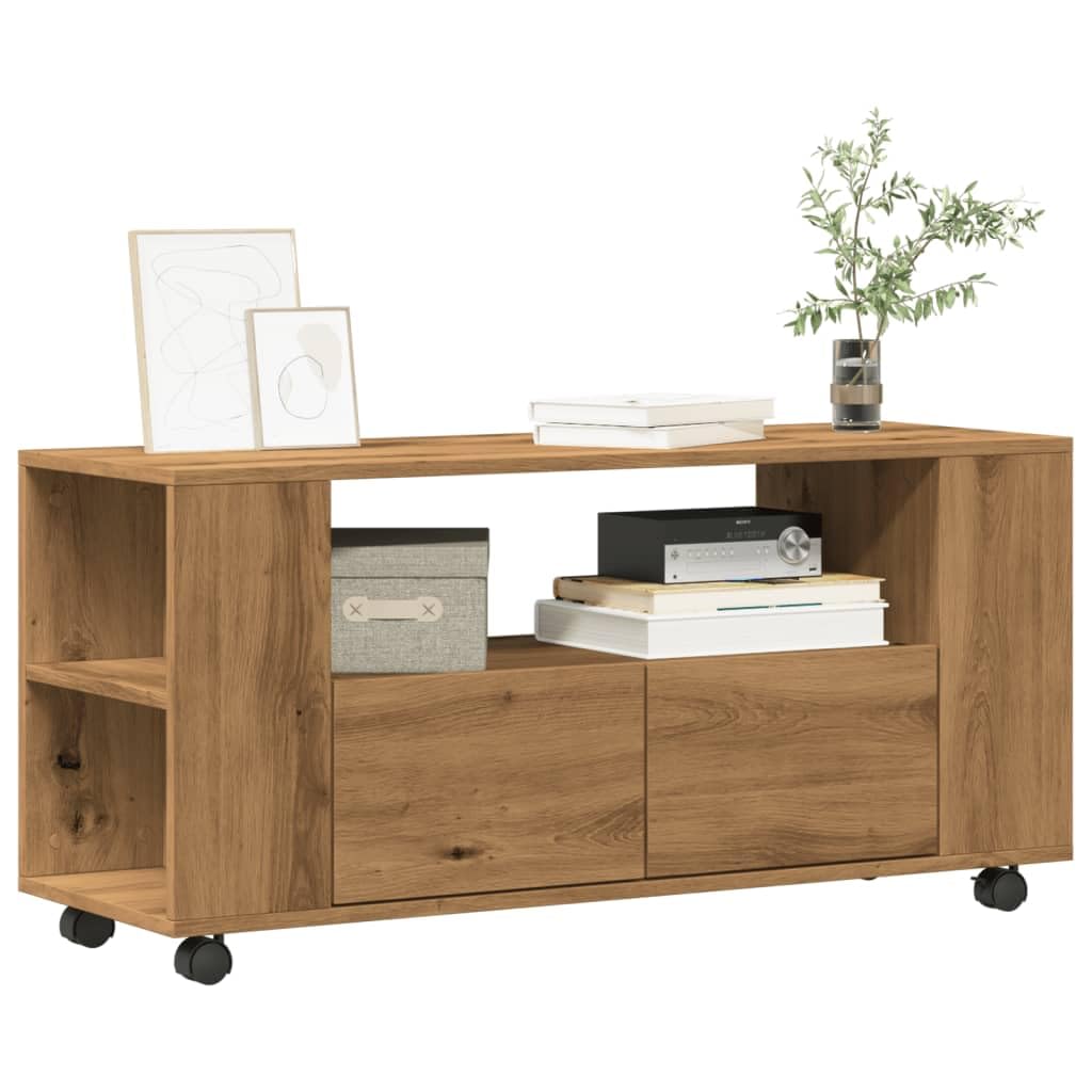 Snsowed Mueble TV Ruedas Madera ingeniería Roble Artisan 102x34,5x43cm, Mesa TV, Mueble TV Salon, Mueble Television, Mesa Television, Muebles De Salon, Mesa Salón TV - 855991