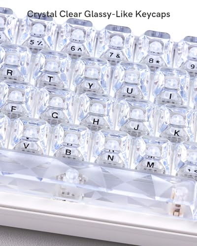 Image of Ice Clear Keycaps Set, 126 Keys Transparent Shine Through Keycap, ASA Profile Keyboard Key Caps, MX-Compatible for 61 /68 /84 /87 /98 /100 /104-Key Mechanical Keyboard