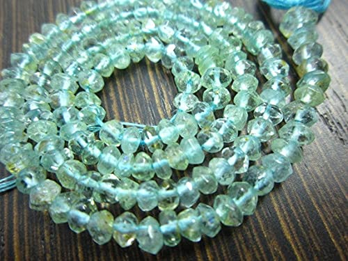 Aquamarine faceted rondelles 3.50mm perles de sérénité pour colliers