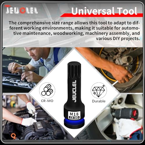 Image of M18 Triple Square Impact Spline Bit Socket, 18mm 1 /2 inch Drive Socket | 12 Point, Cr-Mo, Lengthen Screwdriver Adapter for Electric Ratchet Wrenches, Fastening Screws, Socket Wrench, Head Drill