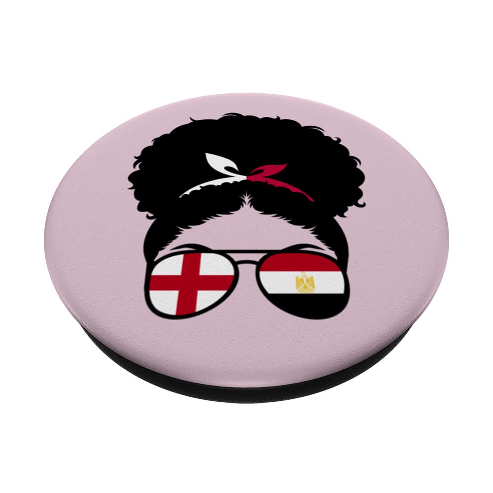 England and Egypt Mix Afro Hair Half English half Egyptian PopSockets Swappable PopGrip, Black - Image 2