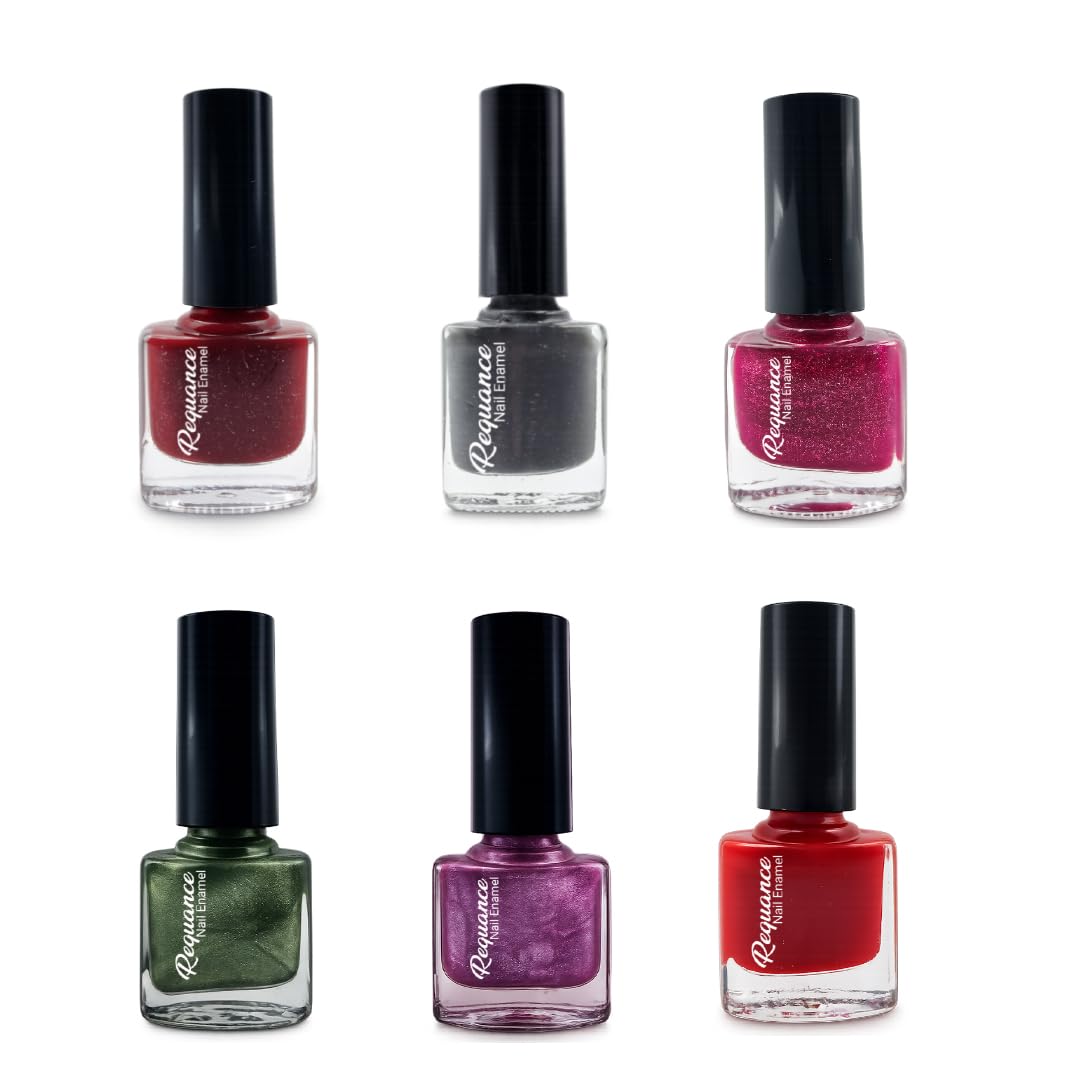 REQUANCE Non-Toxic Nail Enamel Pack of 6 | Quick-Dry, Long-Lasting Nail Polish | Glossy, Matte & Glitter Nail Paint Shades | Safe Colors for Women & Girls-image-17