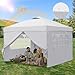 GDY 10x10ft Pop Up Canopy Tent with Sidewalls, Outdoor Canopy, Beach Tent, Easy Set up Gazebo for Events, Parties, Camping,White.