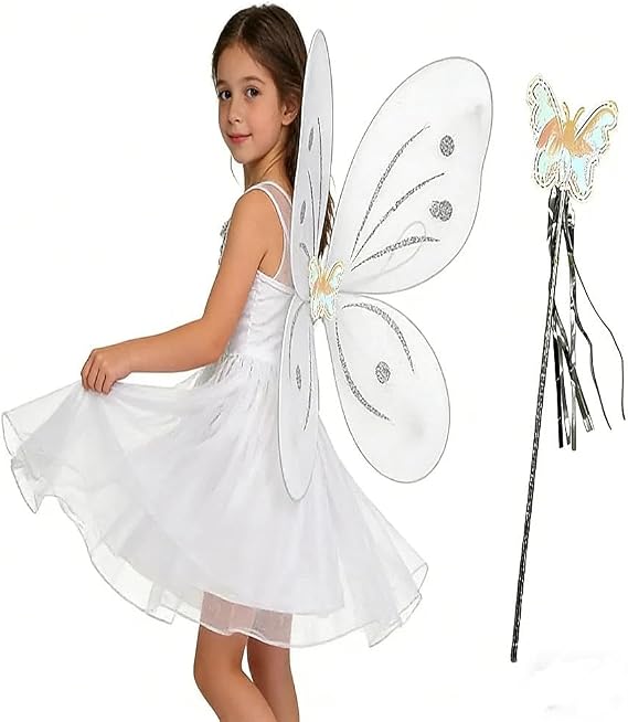 White Glitter Fairy Wings for Adults and Big Kids,angel wings adult,Tooth Fairy Costume,Fairy Wings for Halloween Birthday Chrismas Themed Party,butterfly wings