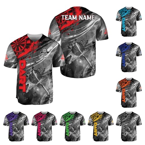 Custom Darts Button Up Baseball Jersey, Personalized Darts Jerseys for Men, Dartboard Men Shirts, Short-Sleeve Darts Jerseys miniatura 1