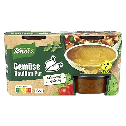 Knorr Bouillon Pur Gemüse vegane Gemüsebouillon ohne geschmacksverstärkende Zusatzstoffe 6x 0,5 Liter