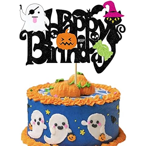 Finestore168 Halloween Birthday Cake Topper Pumpkin Ghost Candy Cake Decoration Halloween Themed Birthday Party Supplies for Boys and Girls Birthday Decoration Cover