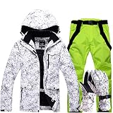 USTZFTBCL Skianzug Männer Frauen Winter Winddicht wasserdichte Skihandschuhe Snowboard Jacke Hosen Anzug Männlich Color 8 XXXL