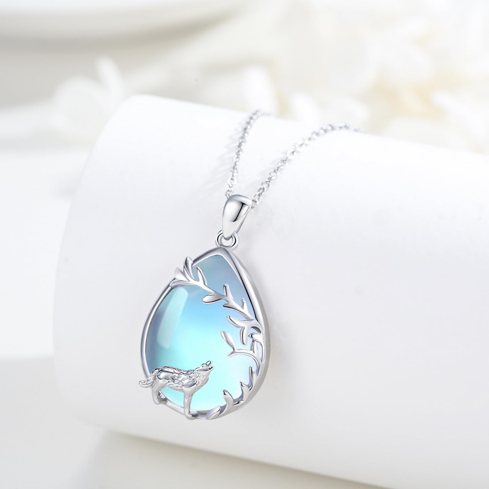 Wolf Kette Sterling Silber Wolf Halskette Wolf Anhänger Geschenke Weihnachts für Damen Teenager Mädchen