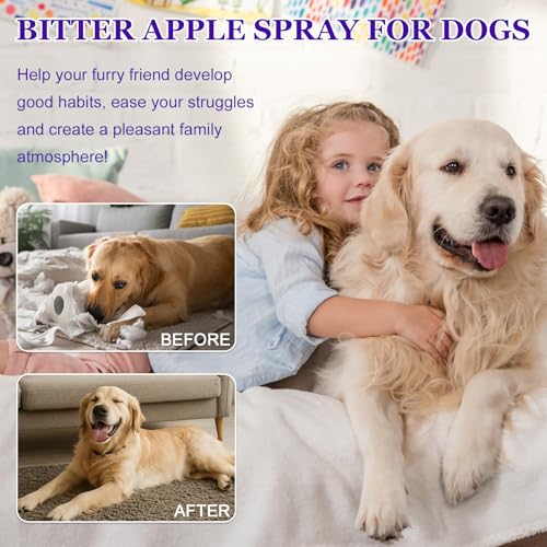 JOVIAL 2 Stück Bitterspray Hund, 240ml Anti Kau Spray, Erziehungshilfen für Hunde um das Kauen und Lecken von Möbeln, Schuhen, Bandagen zu Stoppen, Sicher für Innen- und Außenanwendung