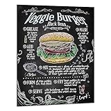 Classic Foodie Cuisine Canvas Painting - Veggie Burger Recipe Teaching - 12x16 Inches, Frameless - Culinary Art for Kitchen Decor