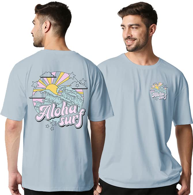 Image of Wear Your Opinion Men's Back Print Oversized Graphic T-Shirt (Design : Aloha Surf)