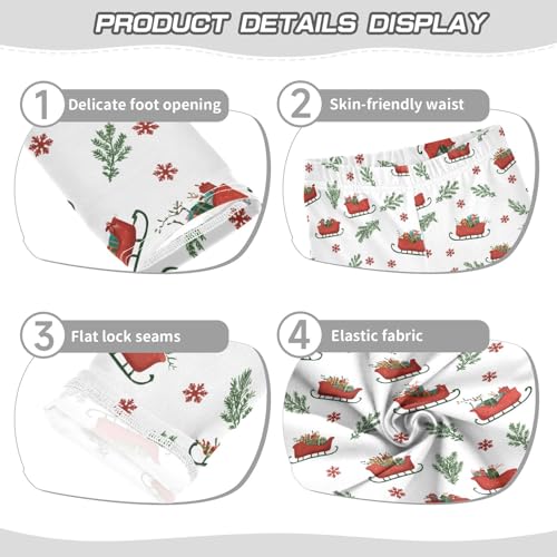 Girls Printed Leggings Yoga Pants Christmas Sleigh Tree Leaves for Kids in 4t to 10 Years, 4T3