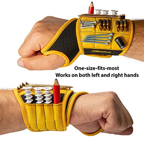 Binyatools Magnetic Wristband With Super Strong Magnets Holds Screws, Nails, Drill Bit. Unique Wrist Support Design Cool Handy Gadget Gifts For Fathers, Boyfriends, Handyman, Electrician #TOP3