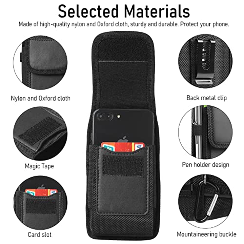 Image of GUSTAVE Anti-Scratch Nylon Phone Holster Clip On Phone Holster Protective Case for iPhone, Samsung Galaxy Note 20 /10+ Plus 5G, 2 in 1 Phone Card Holder with Carabiner, Gift for Men, Husband, Father