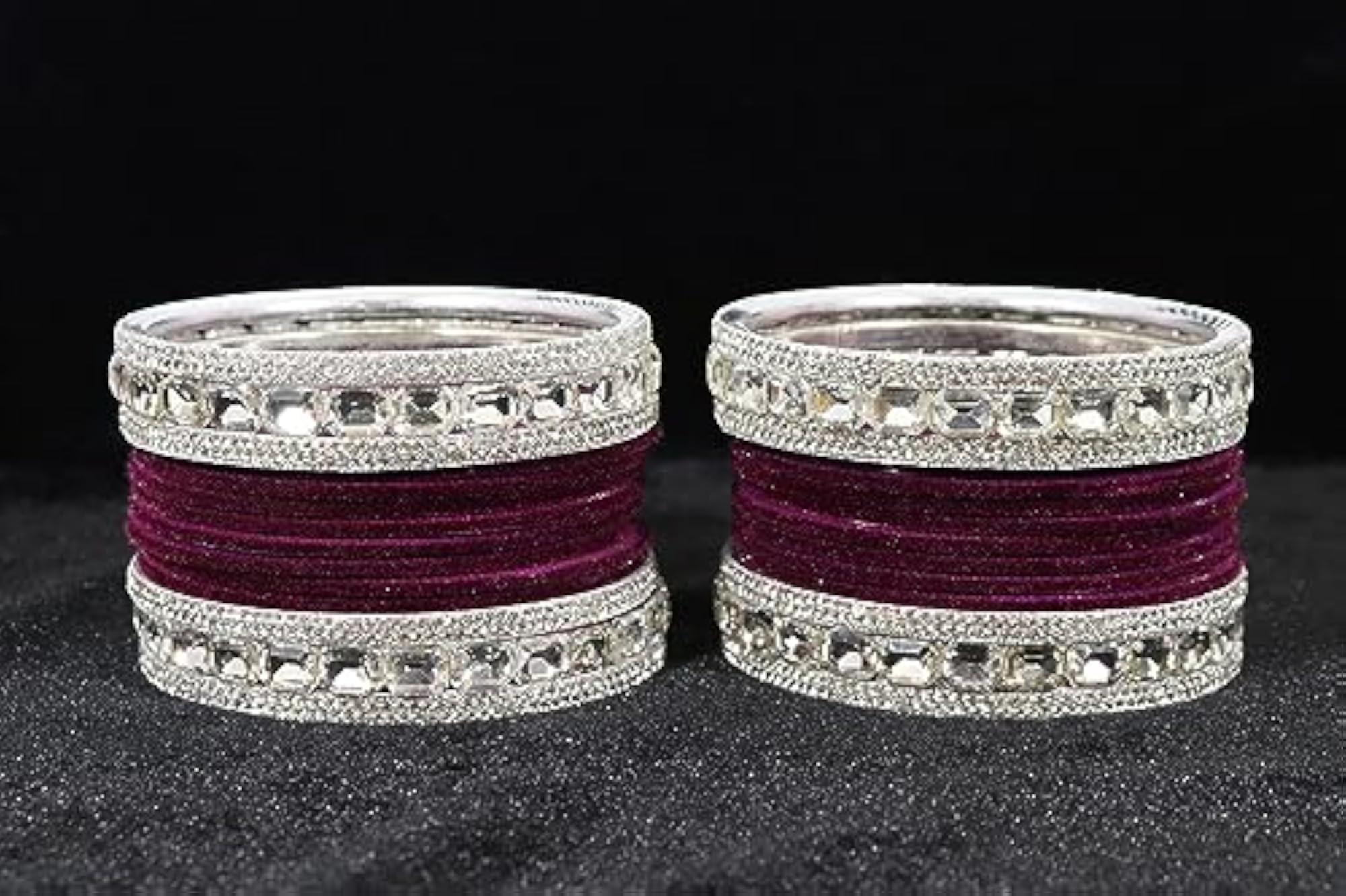 Zircon Studded Metal Bangles Set (Pack of 28)