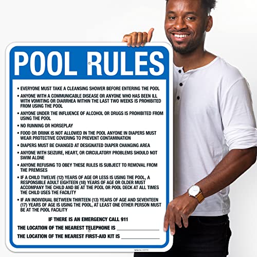 Cartel de reglas para piscina Washington aluminio 24x30 miniatura 2
