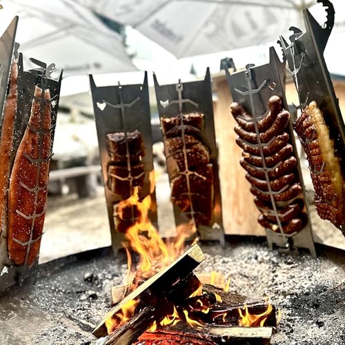 FENNEK Shorty | Kleiner Edelstahl Flammlachshalter für Feuerschalen & Grills | mit speziellem Spannmechanismus- Keine Schrauben nötig | 180° drehbar | Made in Germany