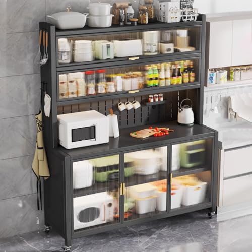 Hutch Cabinet for Dining Room, Black Kitchen Cabinet, Coffee Bars
