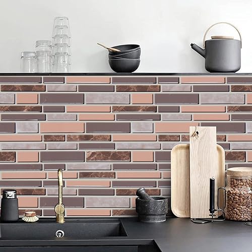 Papel tapiz de cocina gris y marrón, papel tapiz de despegar y pegar, papel tapiz de baño, papel tapiz extraíble para cocina, papel tapiz extraíble para cocina, 11.8 x 196.8 pulgadas, impermeable,