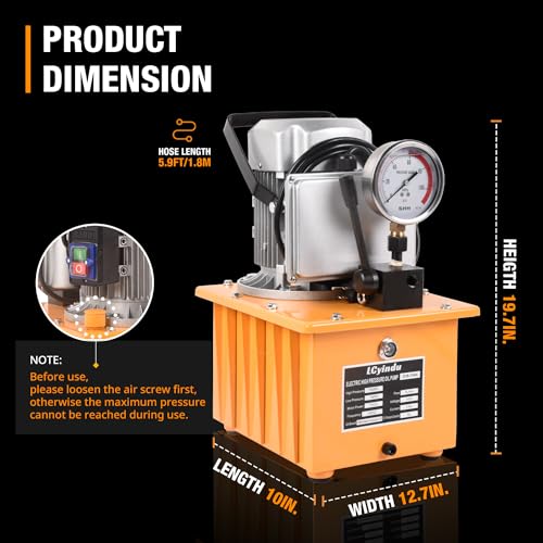 Image of Hydraulic Electric Pump 8.4Quart 2.1Gallon Single Acting Manual Valve 8L Hydraulic Power Pack Cylinder Electric Portable Pump for Single Acting Cylinders, ZCB-700A