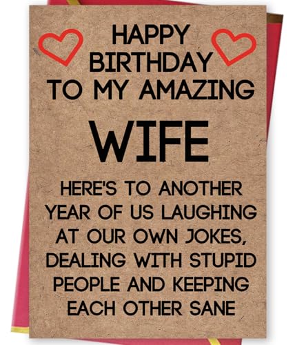 Ziwenhu Rude Wife Birthday Card from Husband, Best Gift for My Wife, Happy Gift Ideas for Her, Humor Birthday Gifts for Women