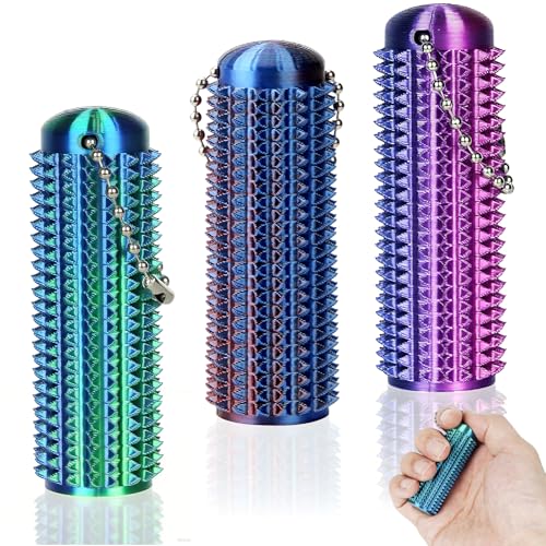 3PCS Spiky Grippie Stim Keychains Spiky Roller Fidget Stim Fidget Keyring Silent Fidget Toy for Adults Relax & Focus Stress Relief Novelty Gifts for Work and Study