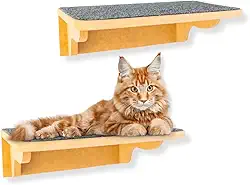 Prateleira para Gatos 2Pçs Tam G Resistente Já Montado Com Kit Fixação e Seguro (Carpete Grafite)