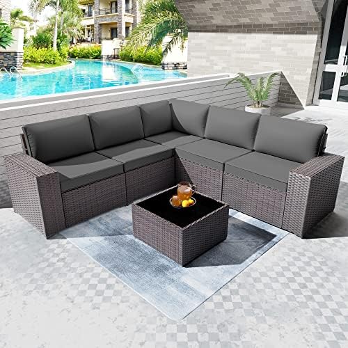 Piltwoff 6 Pieces Waterproof Outdoor Patio Set, Modern AllWeather