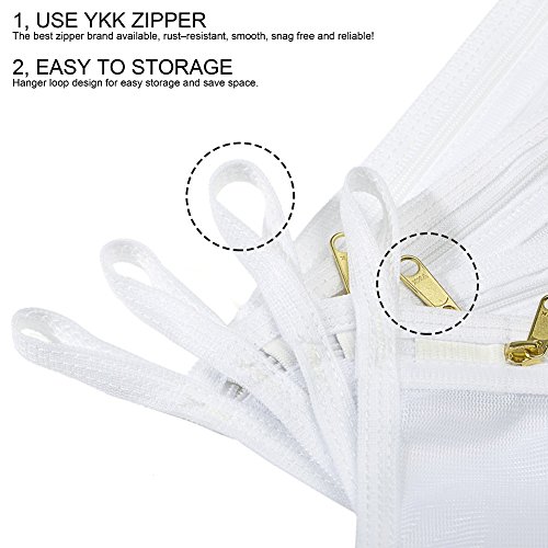 TENRAI-Delicates-Laundry-Bags-Bra-Fine-Mesh-Wash-Bag-for-Underwear-Lingerie-Bra-Pantyhose-Socks-Use-YKK-Zipper-Have-Hanger-Loops-White-1-Large-1-Medium TENRAI Delicates Laundry Bags Bra Fine Mesh Wash Bag for Underwear Lingerie Bra Pantyhose Socks Use YKK Zipper Have Hanger Loops White 1 Large 1 Medium