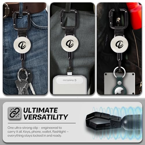 Image of ClutchLoop Anti-Theft Phone Tether - Universal Adhesive Anchor, Retractable Steel Line and Locking Carabiner