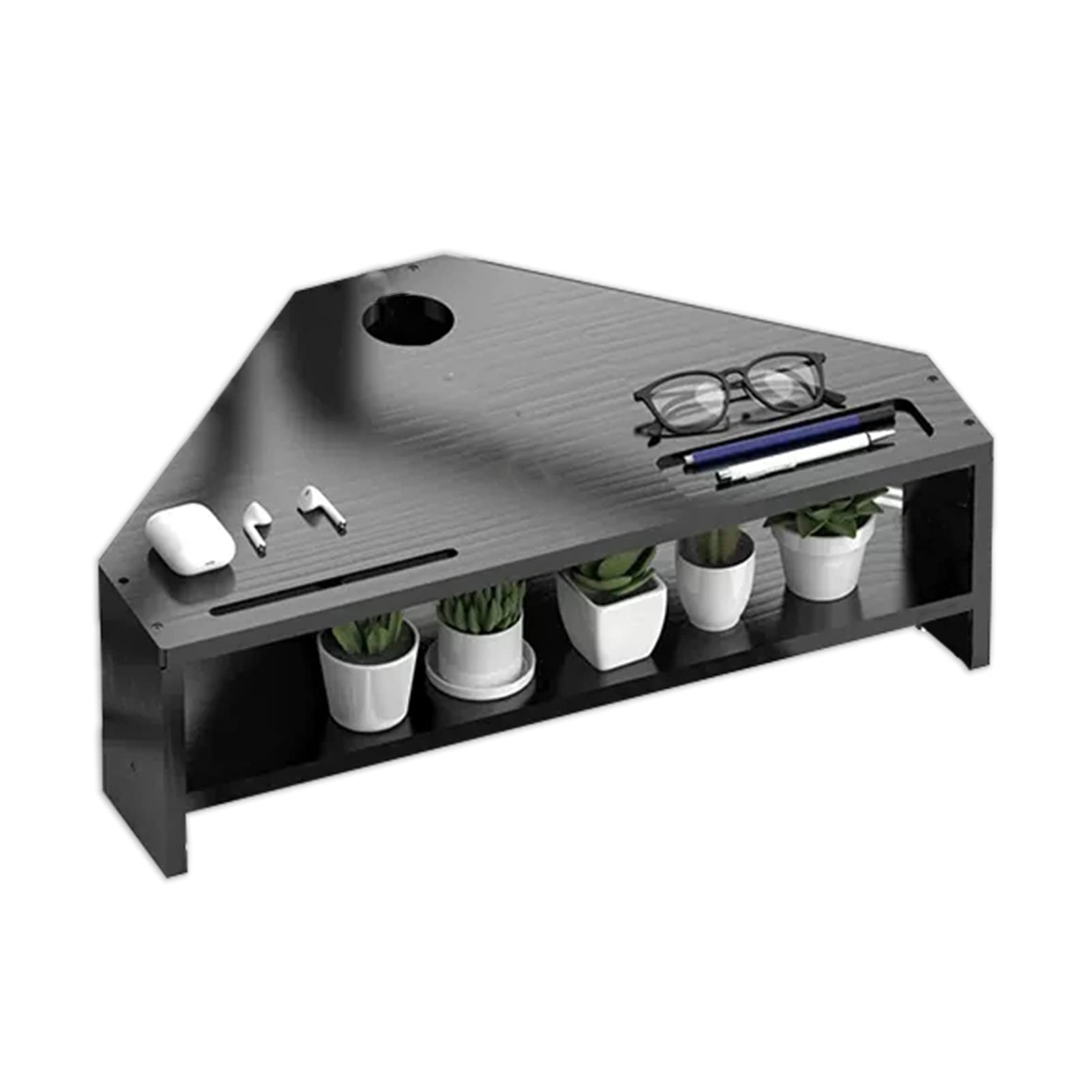 C'ESTBON Supporto Monitor Supporto per Monitor Angolare Ergonomico A Triangolo, Supporto per Monitor in Legno con Cassetto, Supporto per Monitor da Tavolo Ad Angolo per Scrivania A L