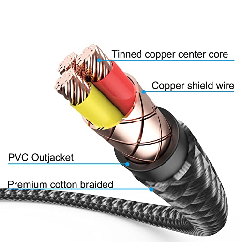 Uvooi Guitar Cable 10 Ft, Instrument Cable Braided Male To Male, 1/4 Inch Electric Guitar Amp Cord Right Angle 90 Degree Tweed Noiseless For Bass Acoustic Guitar Speaker Amplifier Keyboard Mandolin #TOP3