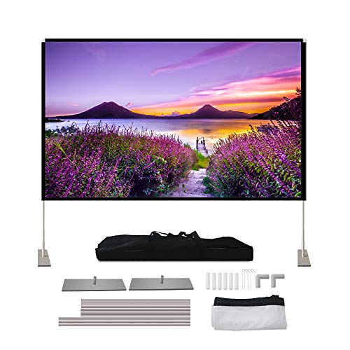 VMI Portable Projector Screen with Stand and Carry Bag 100 inch 16:9 HD 4K Projections Movies Screen for Indoor Outdoor Home Theater Camping Cinema Travel Meeting