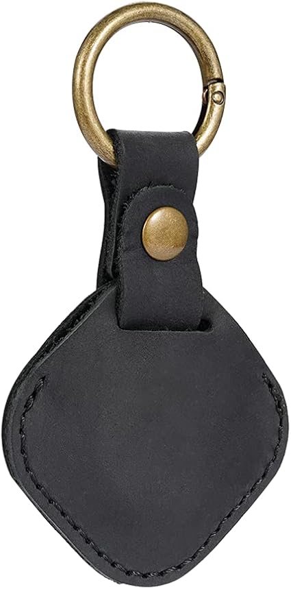 viperade pj25 air tag holder airtag keychain genuine leather protective case tracker cover for dog collar finder with spring keyring compatible with