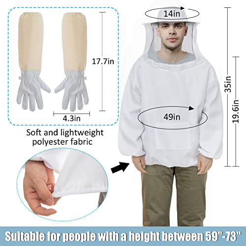 Professional Beekeeper Jacket with Goatskin Gloves - Premium Beekeeping Protective Suit Jacket Pull Over with Fencing Veil Hood, Halloween Bee Keeper Costumes Adult for Cosplay - Thumbnail 5